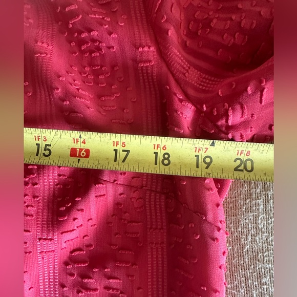 Talbots Top 3/4 Sleeve Sheer Lined Rose Pink Blouse SZ Med 3-Button Front Tunic - Picture 13 of 16